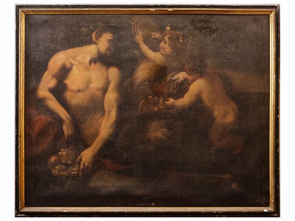 Cerchia di Giulio Carpioni, XVIII secolo - Satiro con putti