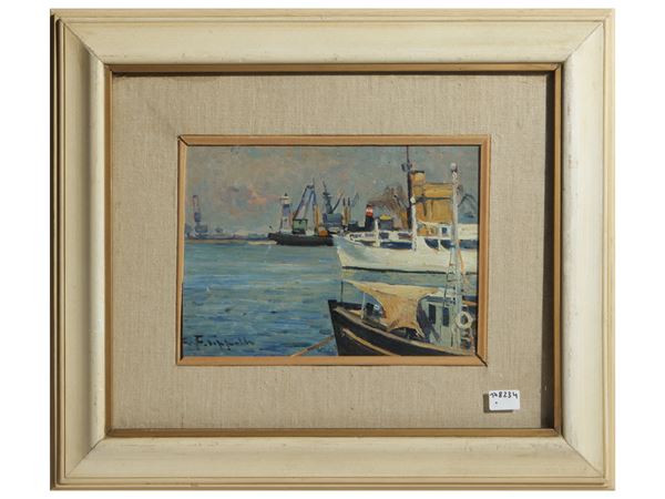 Cafiero Filippelli : Porto di Livorno 1954  - Asta Arte Moderna e Contemporanea - Maison Bibelot - Casa d'Aste Firenze - Milano