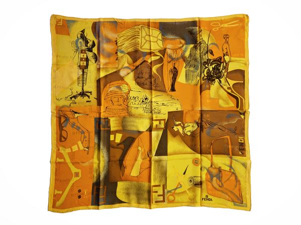 Fendi - Foulard in chiffon a tema Moda