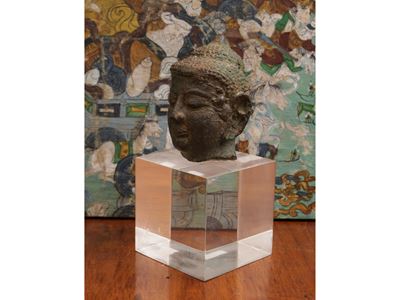 Testa di Buddha, bronzo brunito, Sud-est asiatico, stile Sukhothai/Ayutthaya, sec. XVI–XVIII