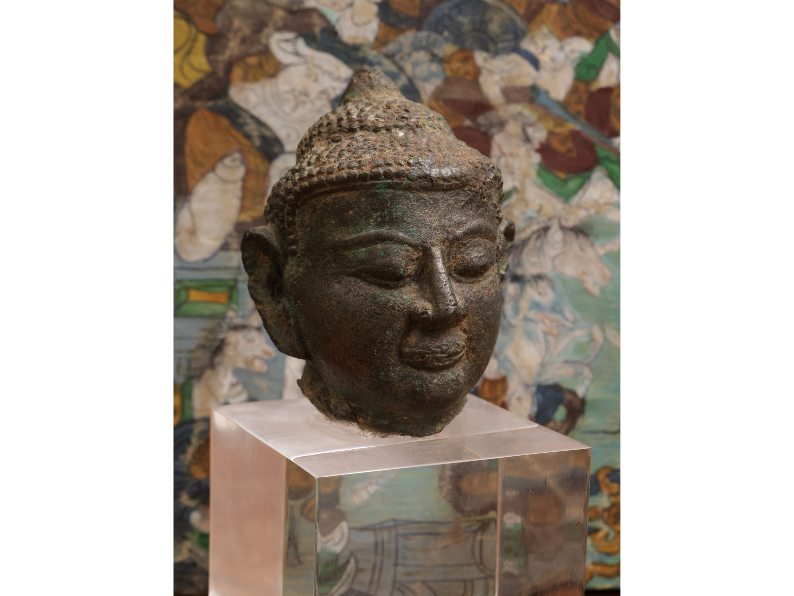 Testa di Buddha, bronzo brunito, Sud-est asiatico, stile Sukhothai/Ayutthaya, sec. XVI–XVIII