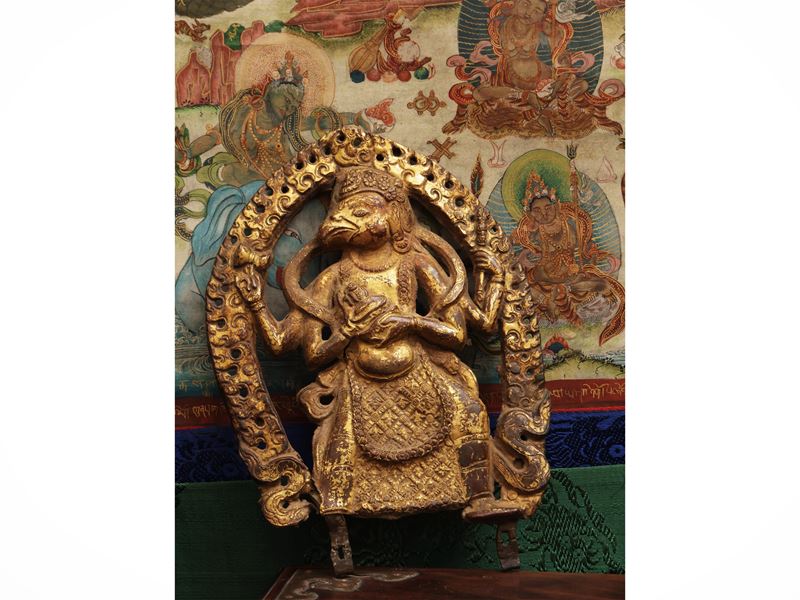 Garuda, Figura votiva in bronzo dorato e cesellato, area himalayana, XVI secolo