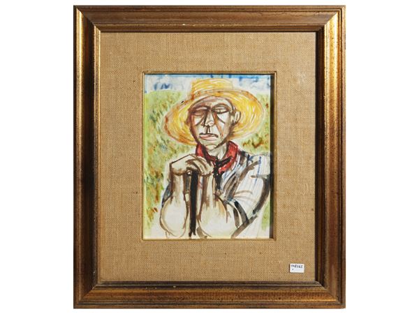 Giuseppe Migneco : Contadino 1970  - Asta Arte Moderna e Contemporanea - Maison Bibelot - Casa d'Aste Firenze - Milano