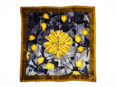 Bulgari, Foulard in seta con motivo vegetale e dettagli in diamante
