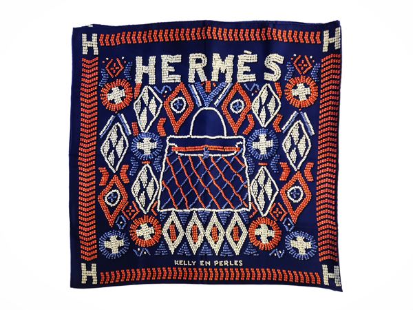 Hermès - 'Kelly en Perle' silk shawl