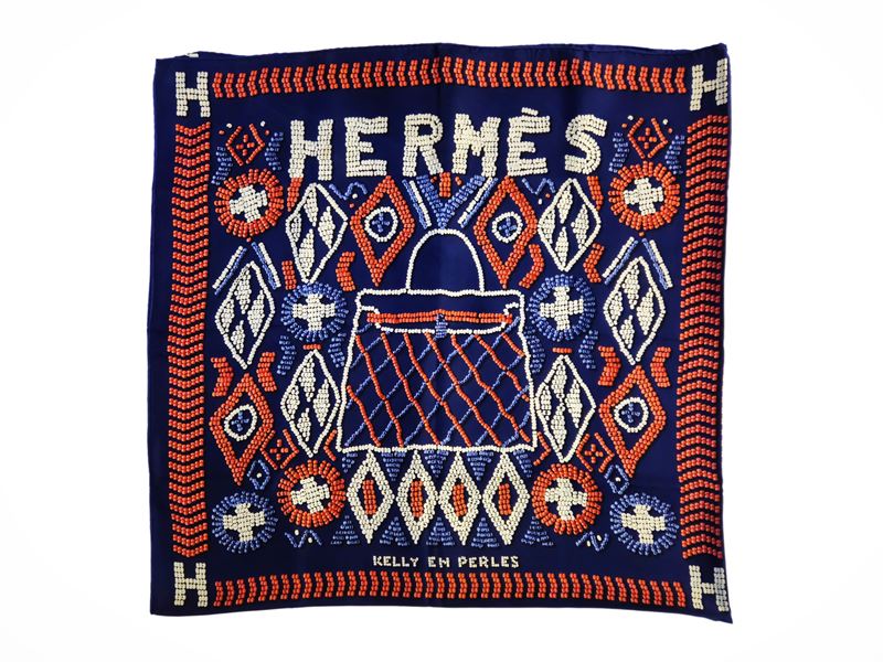 Hermès - Scialle in seta 'Kelly en Perle'