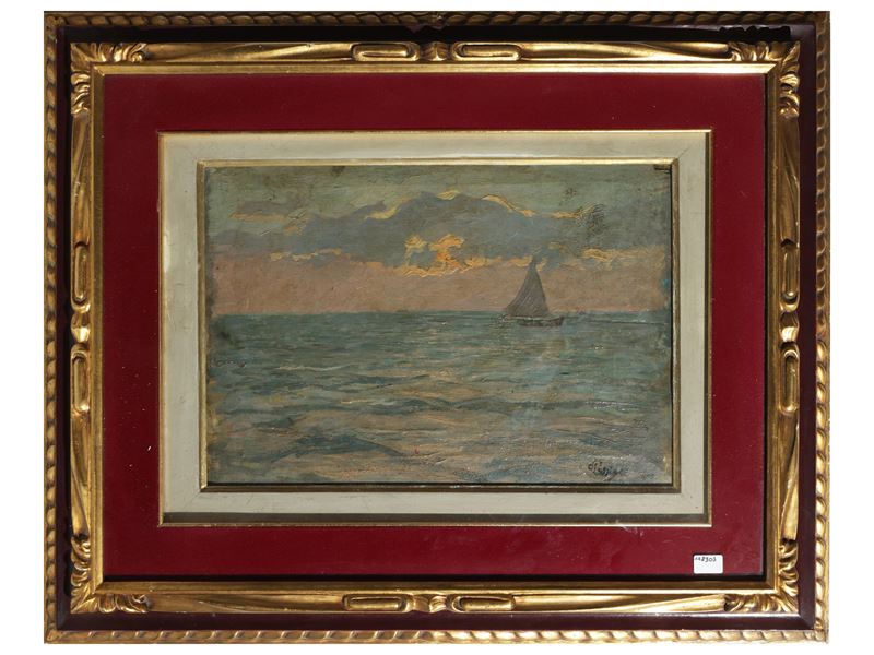 Carlo Passigli - Marina, olio su tavoletta
