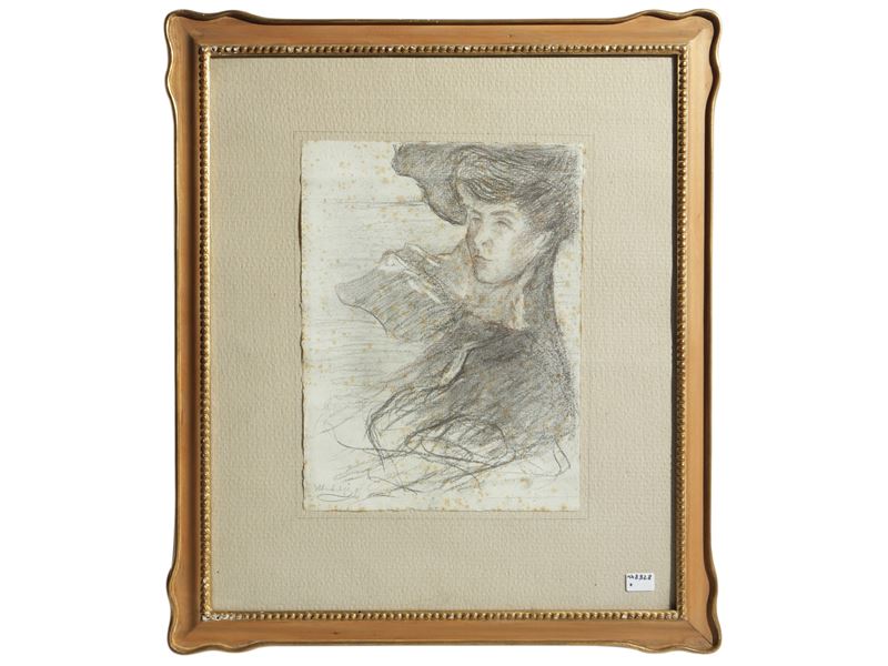 Ulvi Liegi - Ritratto femminile, carboncino su carta