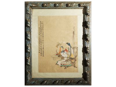 Xu Cao, Figura femminile seduta, inchiostro e colori minerali su carta, Cina, fine dinastia Qing