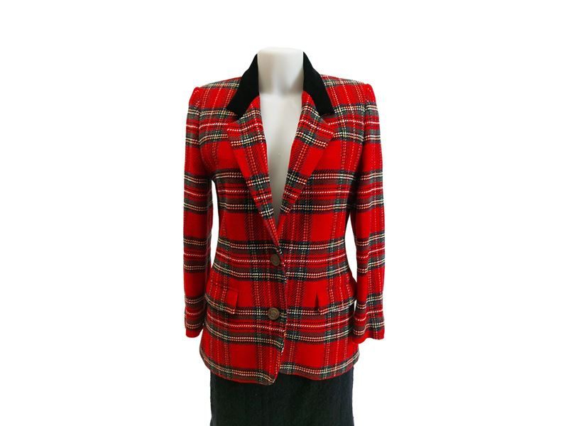 Les Copains - Giacca in lana tartan rossa