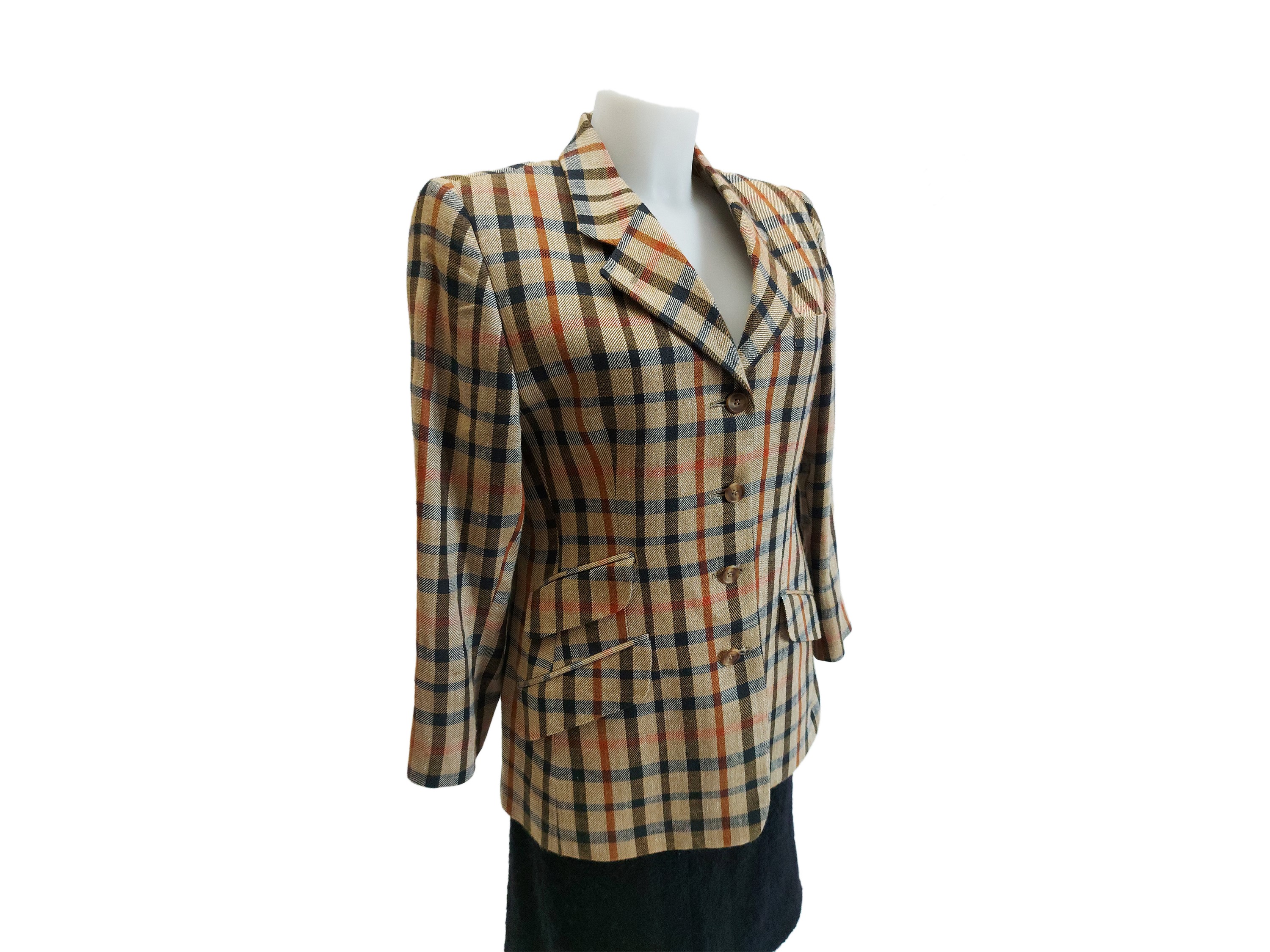 Daks London - Giacca in lana tartan beige