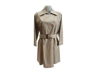Aquascutum, Impermeabile in cotone beige, modello diritto a doppio petto
