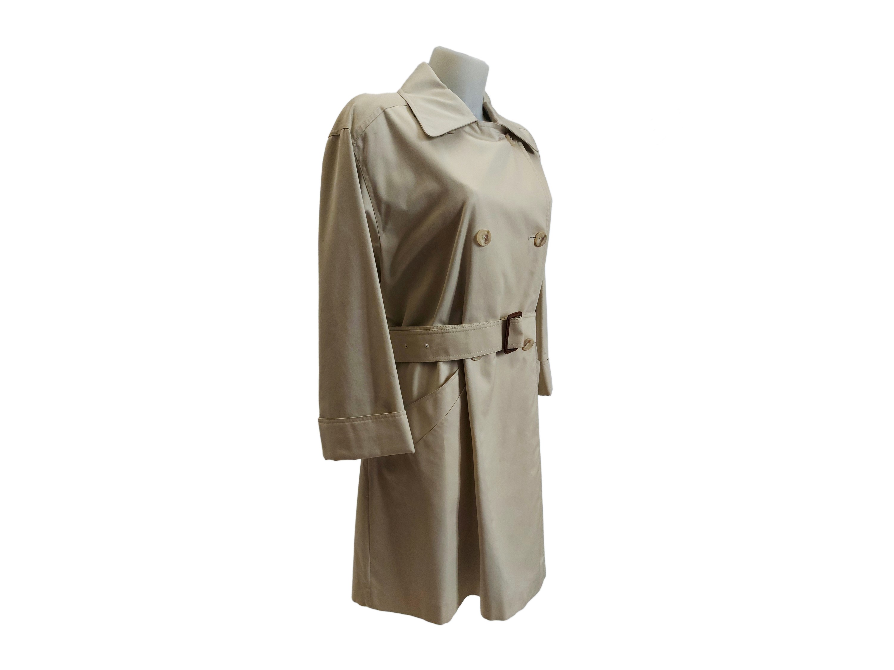 Aquascutum, Impermeabile in cotone beige, modello diritto a doppio petto