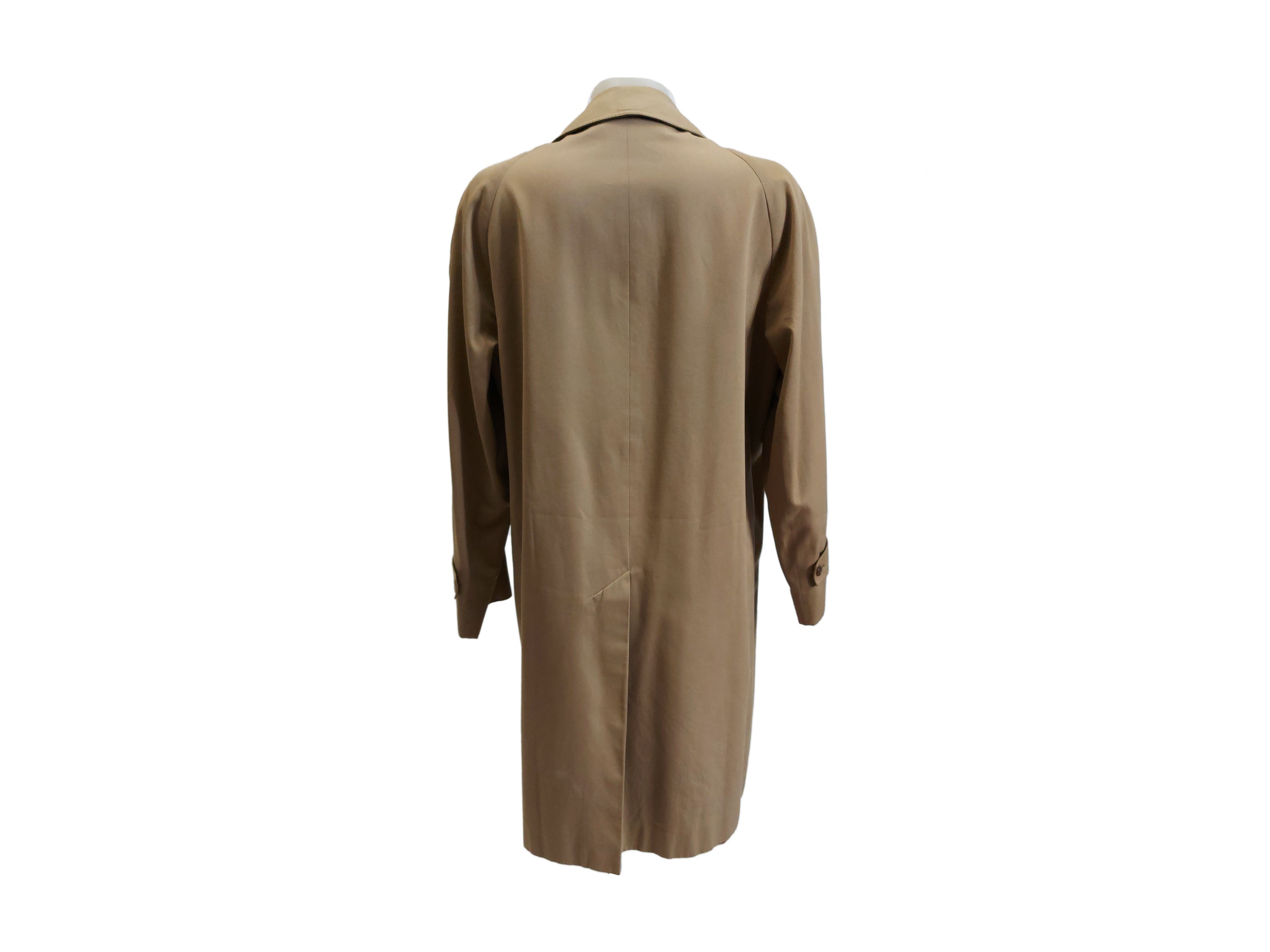 Aquascutum, Impermeabile monopetto in cotone nocciola con fodera in lana tartan