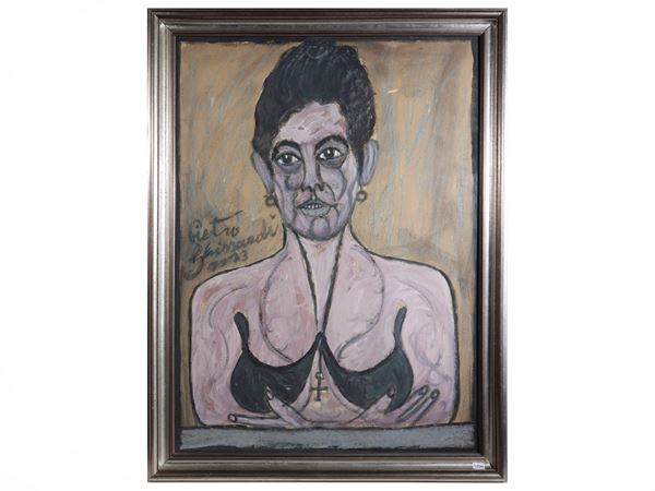 Pietro Ghizzardi : Ritratto femminile 1973  - Asta Arte Moderna e Contemporanea - Maison Bibelot - Casa d'Aste Firenze - Milano