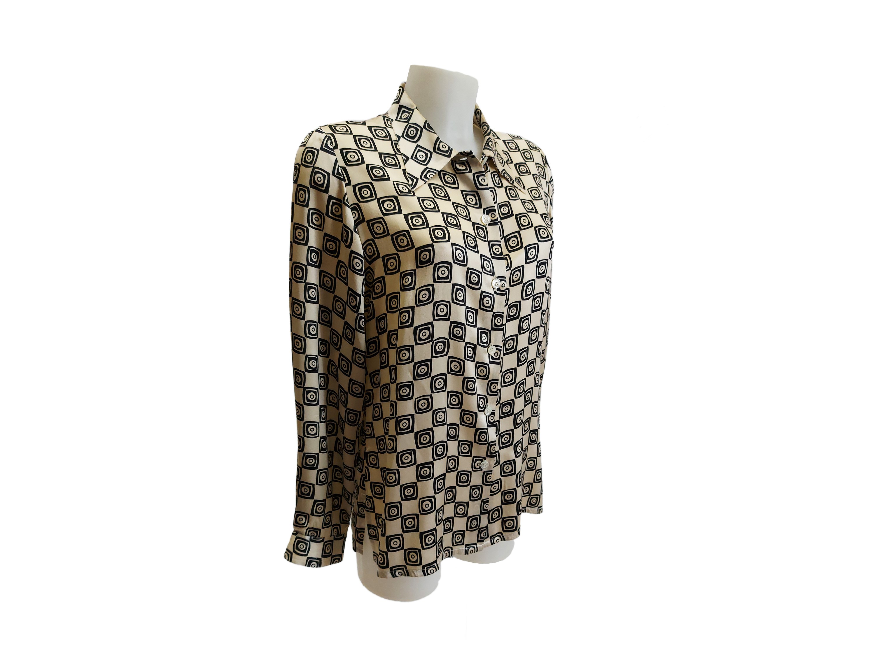 Camicia in seta fantasia bianca e nera