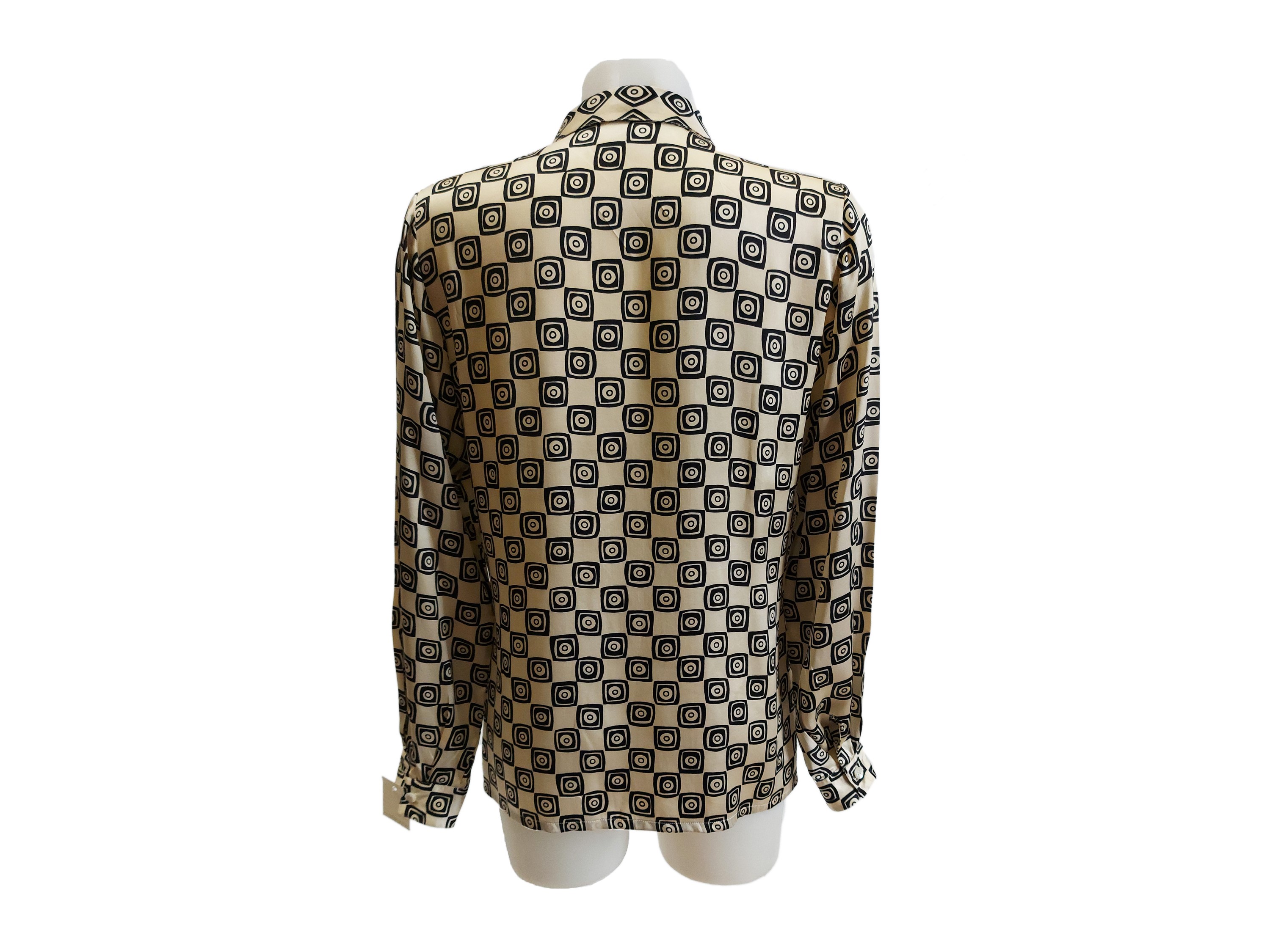 Camicia in seta fantasia bianca e nera