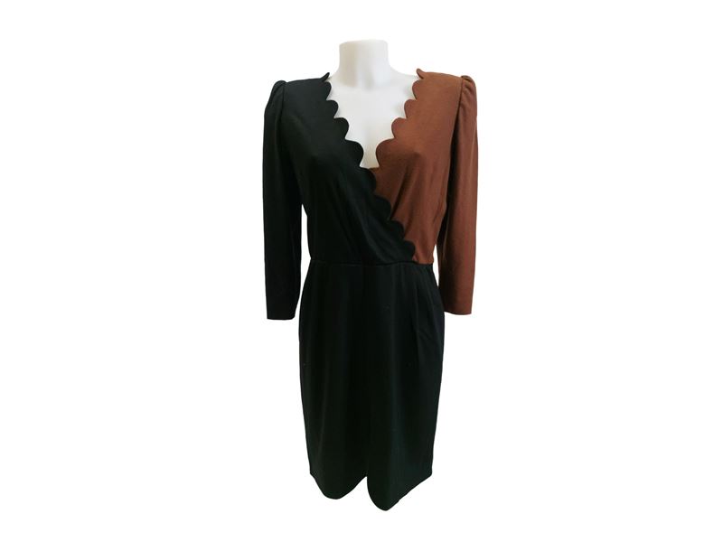 Abito sartoriale in lana nero e marrone