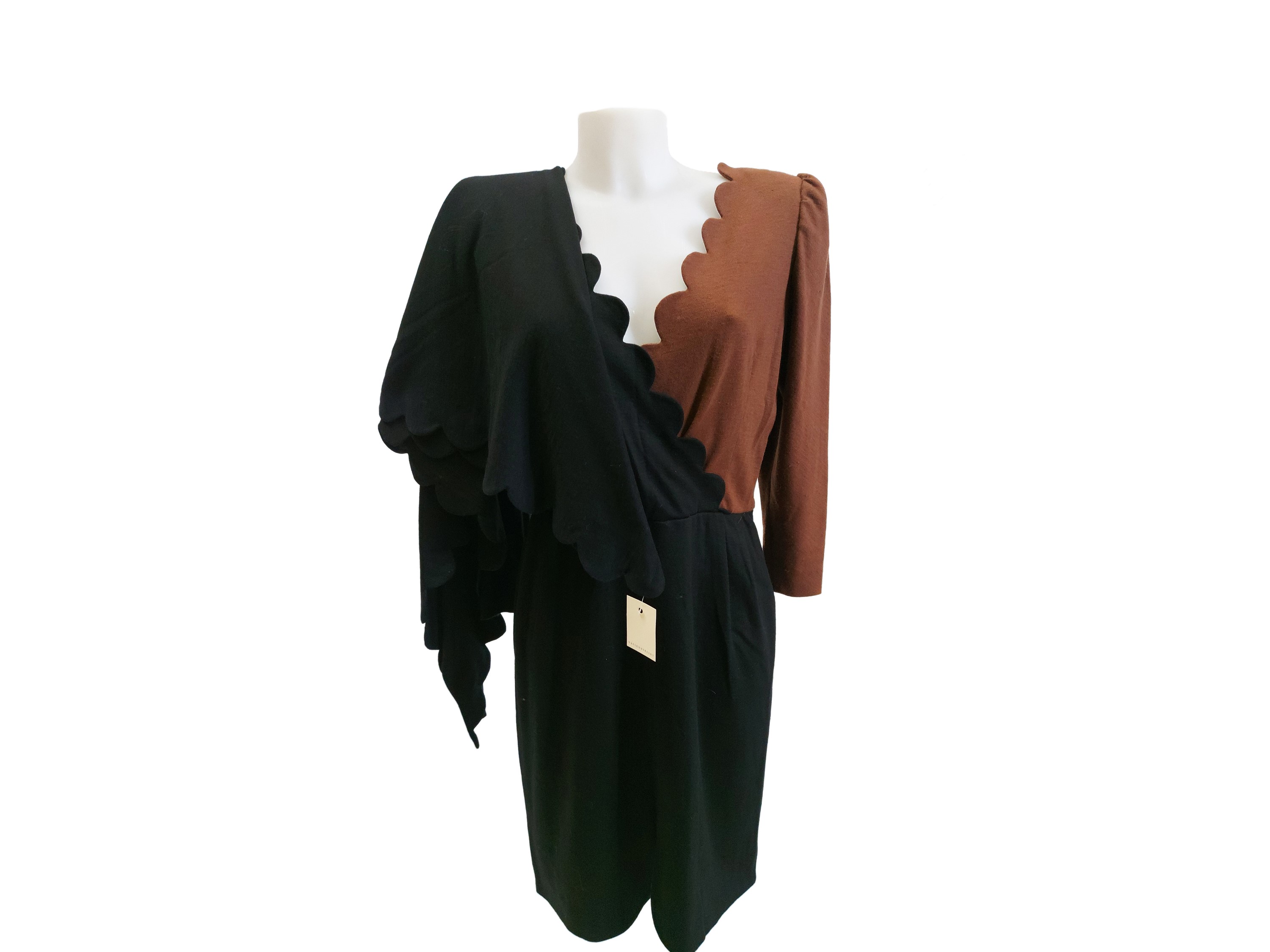 Abito sartoriale in lana nero e marrone