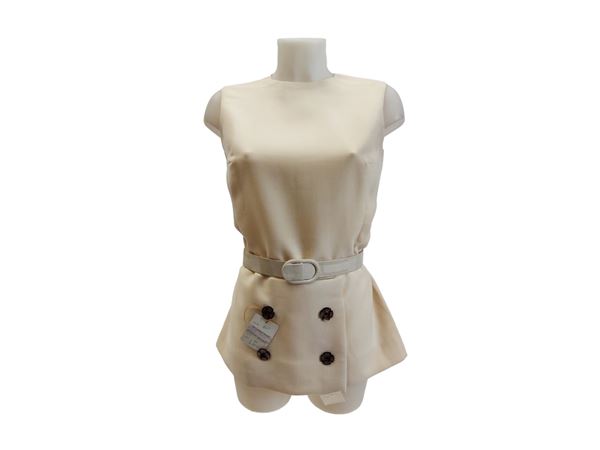 Cream wool peplum top