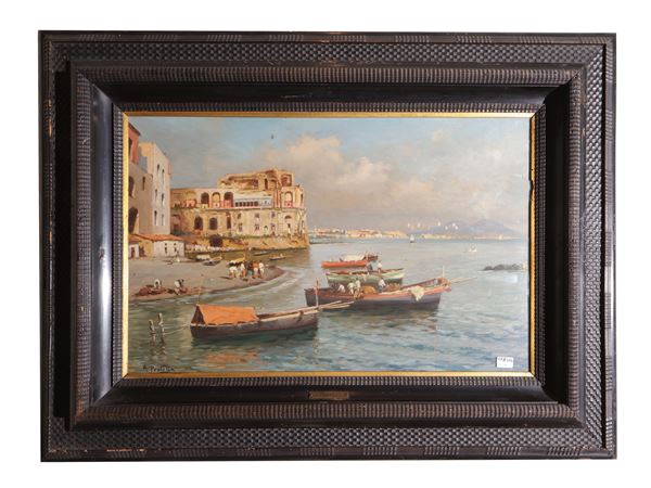 Attilio Pratella - View of the Gulf of Naples with Palazzo Donn'Anna