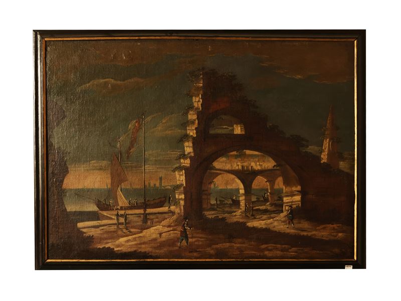 Capriccio architettonico, maniera di Leonardo Coccorante