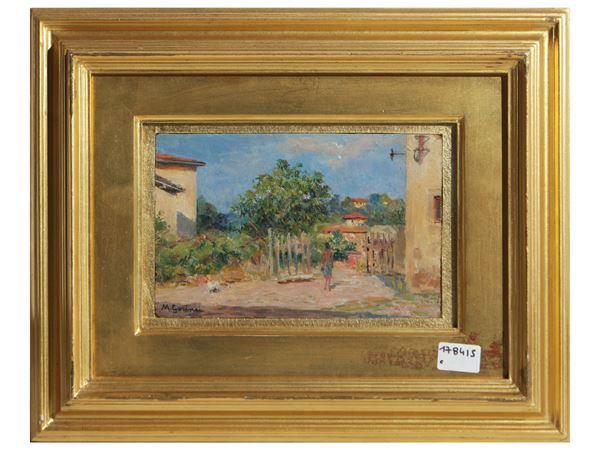 Michele Garinei : Scorcio di aia  - Asta Arte Moderna e Contemporanea - Maison Bibelot - Casa d'Aste Firenze - Milano