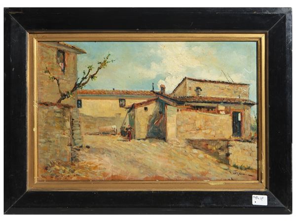 Fortunato Giulio Faini - Veduta di casolare