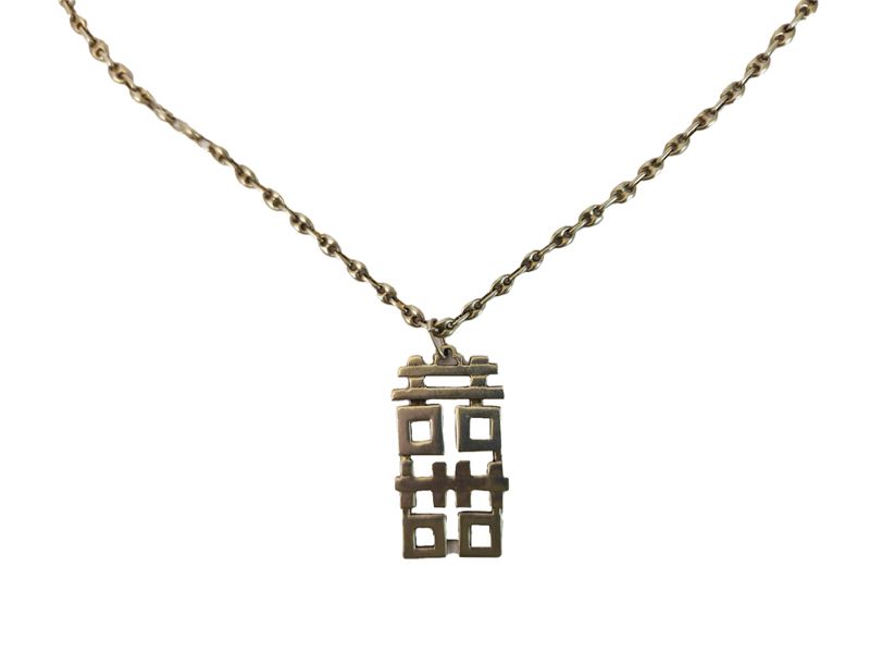 Collana in argento 925 con pendente geometrico, lunghezza 66 cm