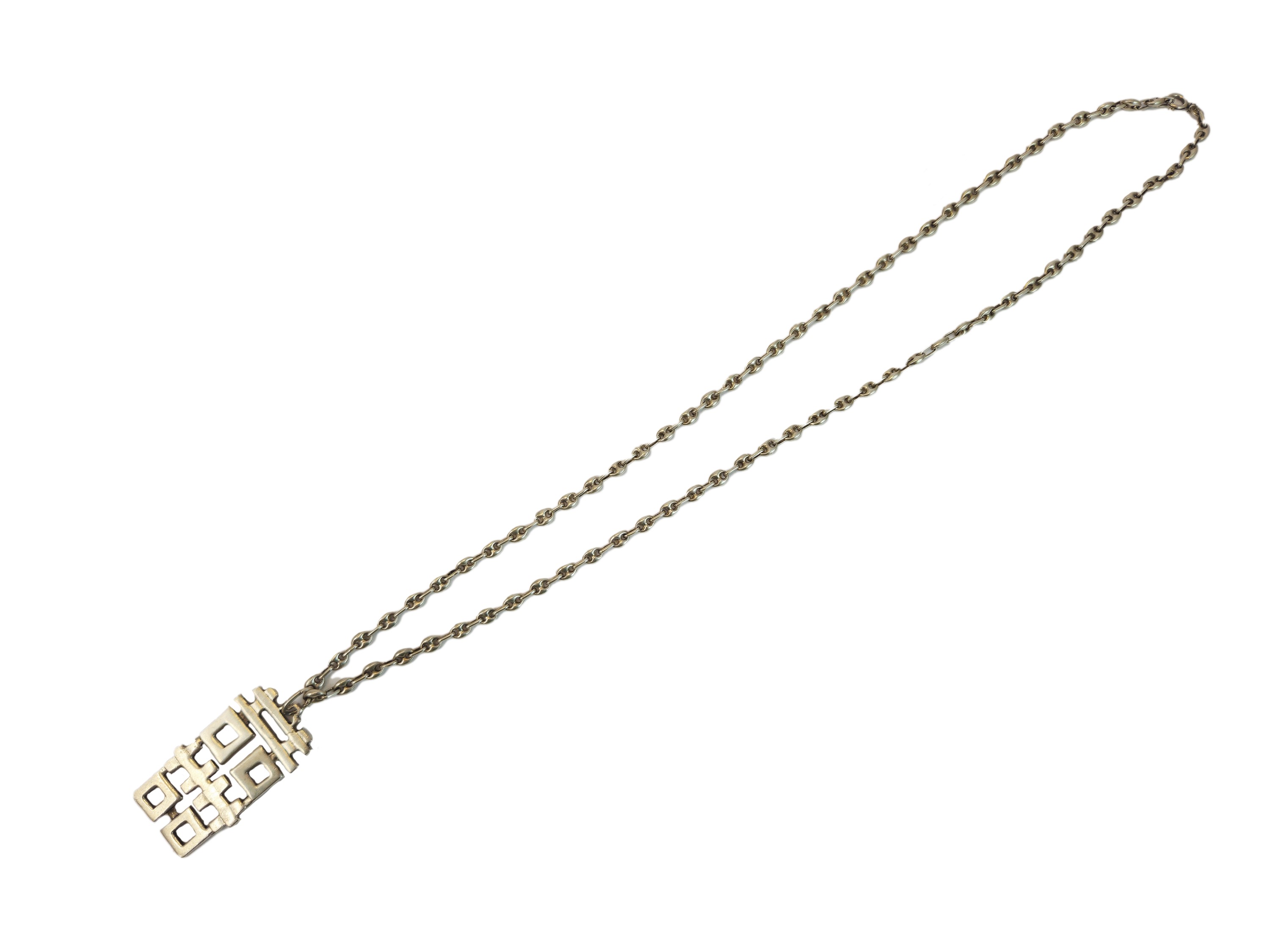 Collana in argento 925 con pendente geometrico, lunghezza 66 cm