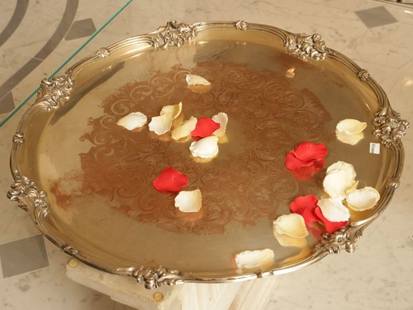 Large silvered copper tray