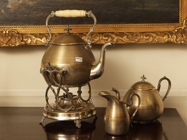 Silver metal tea set
