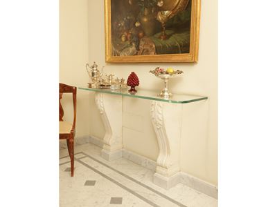 Console Decorativa in Marmo Bianco