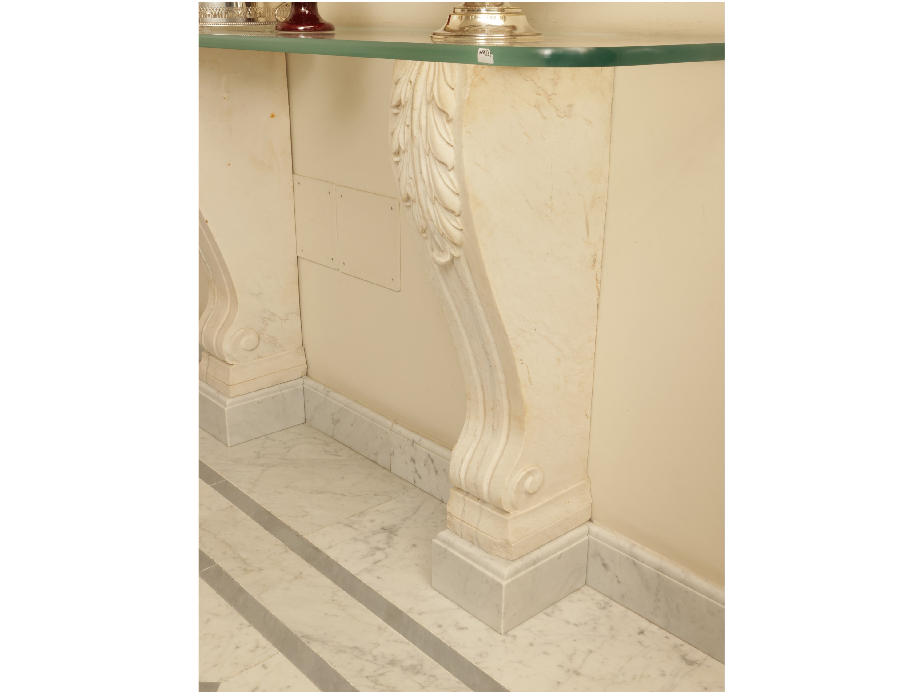 Console Decorativa in Marmo Bianco