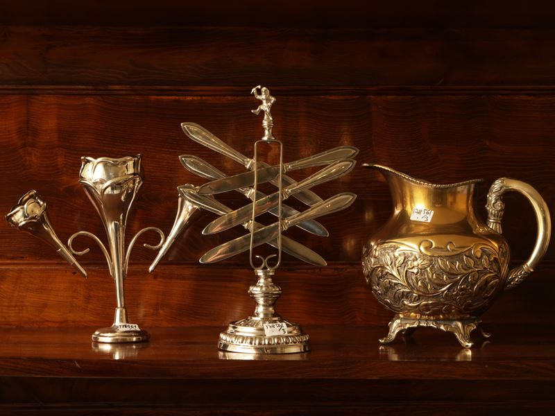Accessori D'epoca per la Tavola del Brunch in Metallo Argentato