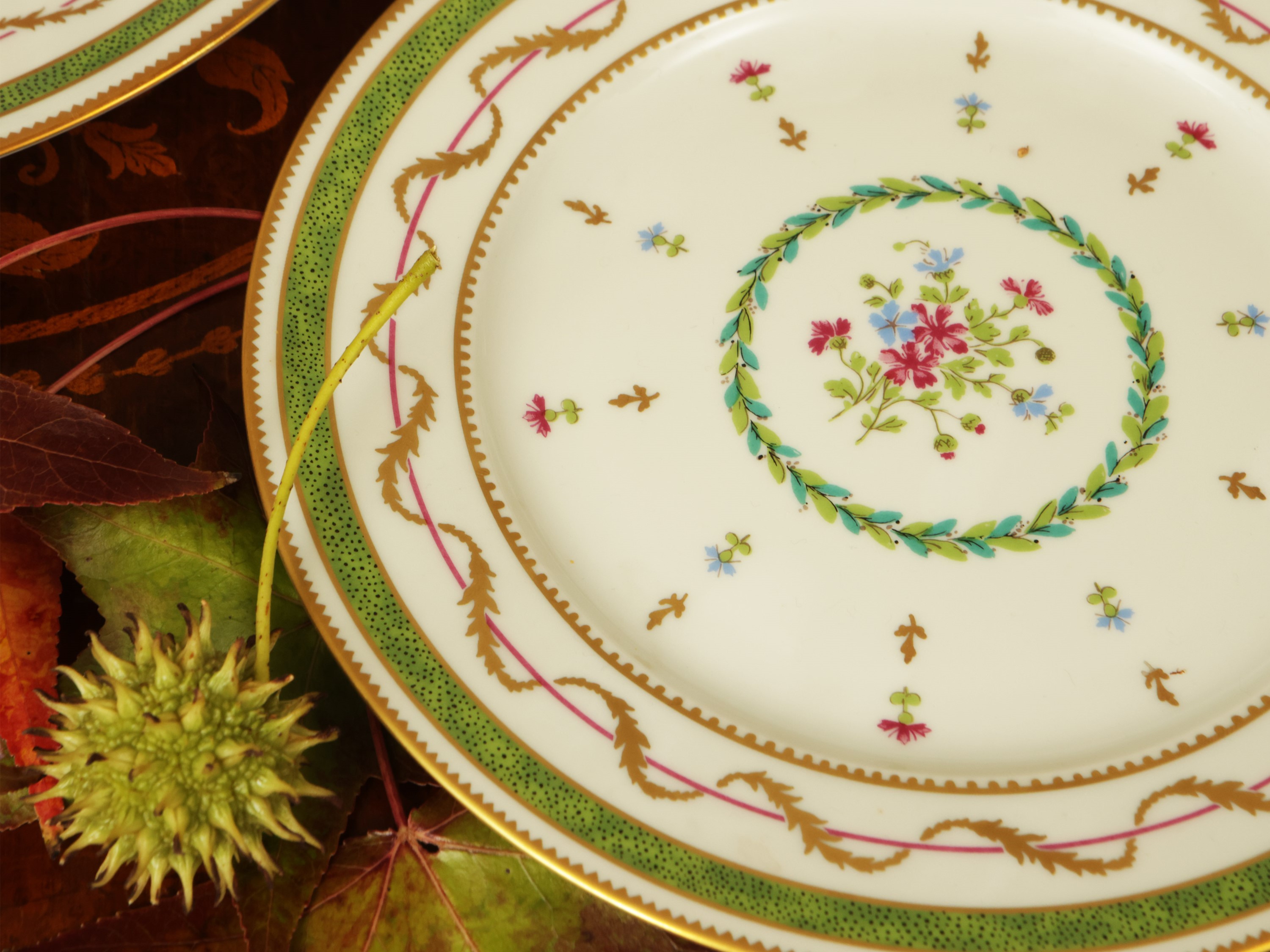 Porcelain dinner service, Vieux Paris Vert, Haviland Limoges