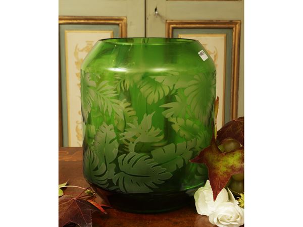 Green glass vase