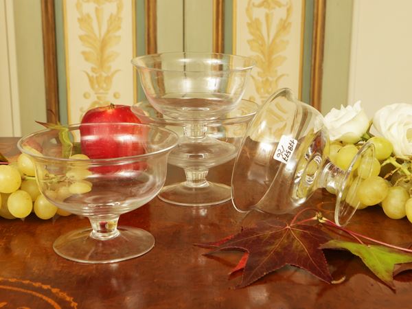 Series of twenty-six transparent glass ice cream cups