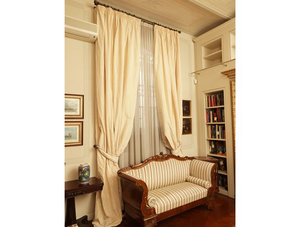 Ivory colored silk taffeta curtain