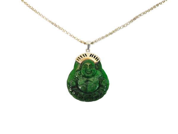 Collana in argento 925 con pendente in giada
