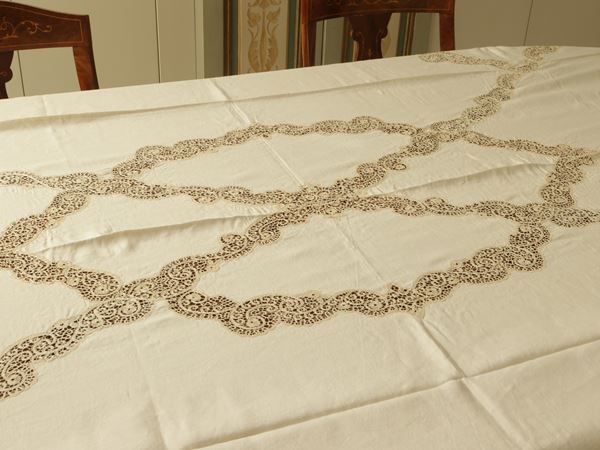 Ivory linen tablecloth