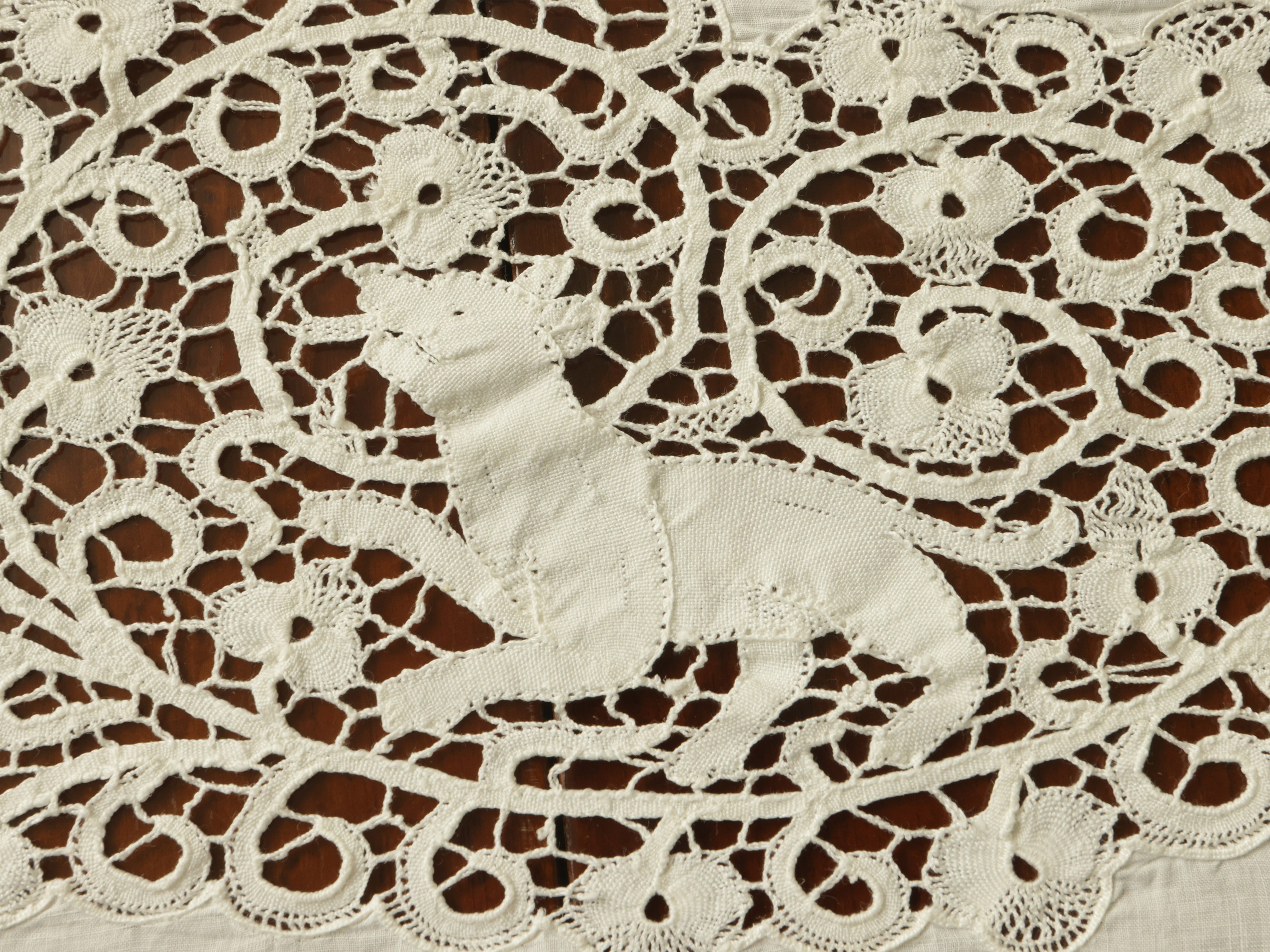 Grande Tovaglia D'epoca in Lino Bianco Finissimo