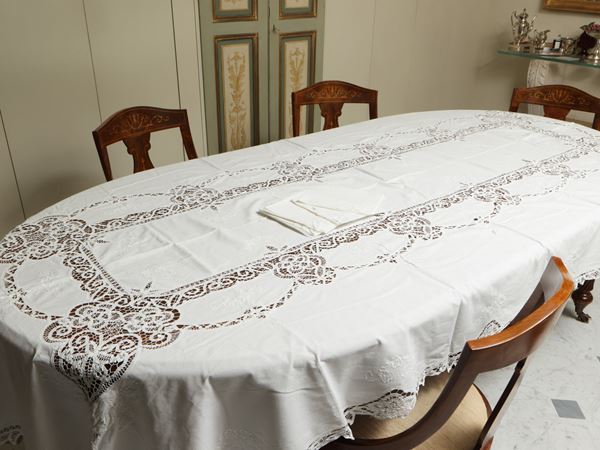 White cotton tablecloth
