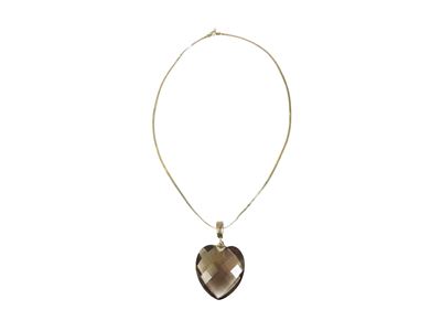 Collana in argento 925 con pendente a forma di cuore in quarzo fumé