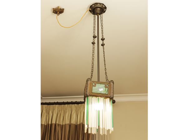 Small Art Nouveau metal chandelier