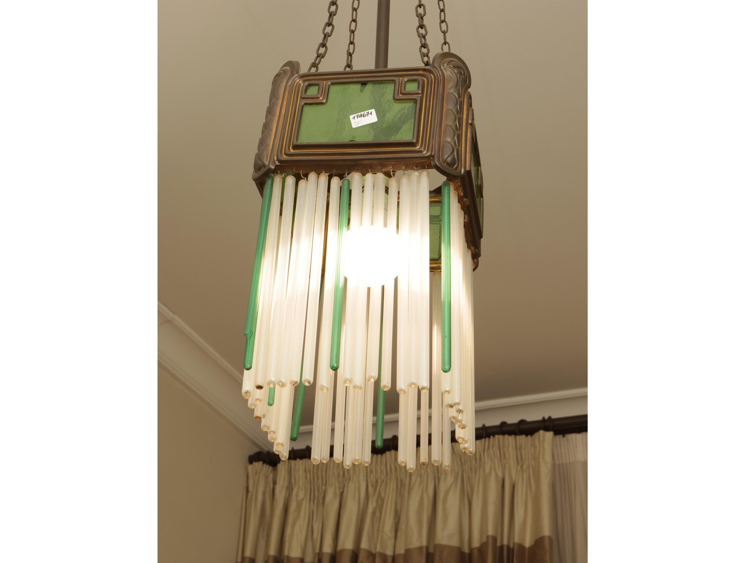 Piccolo Lampadario Art Nouveau in Metallo