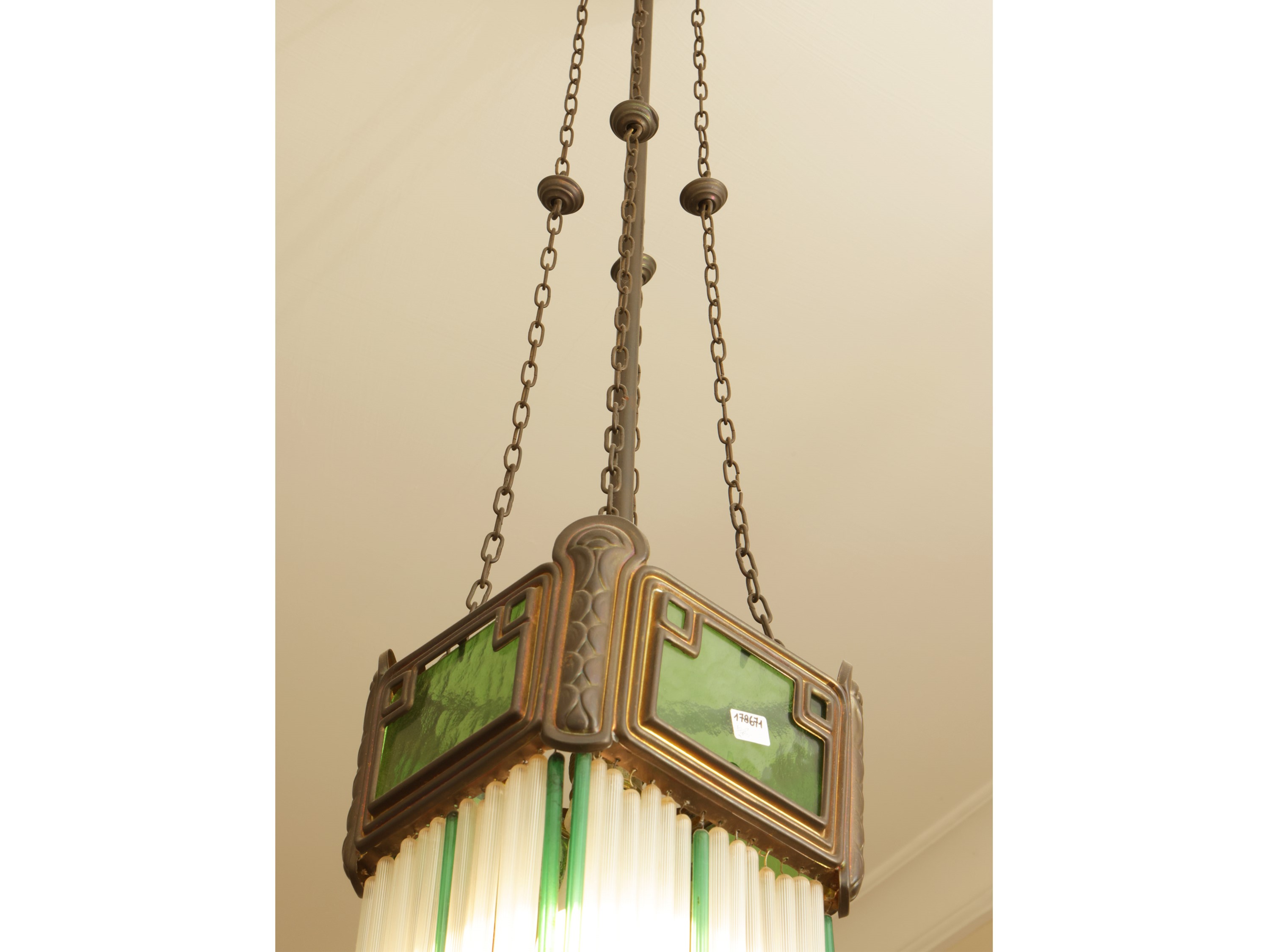 Piccolo Lampadario Art Nouveau in Metallo