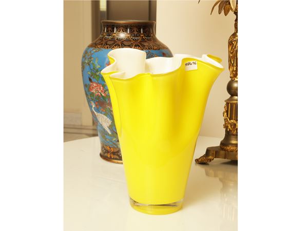 Handkerchief vase in layered glass