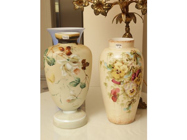 Two opaline glass vases