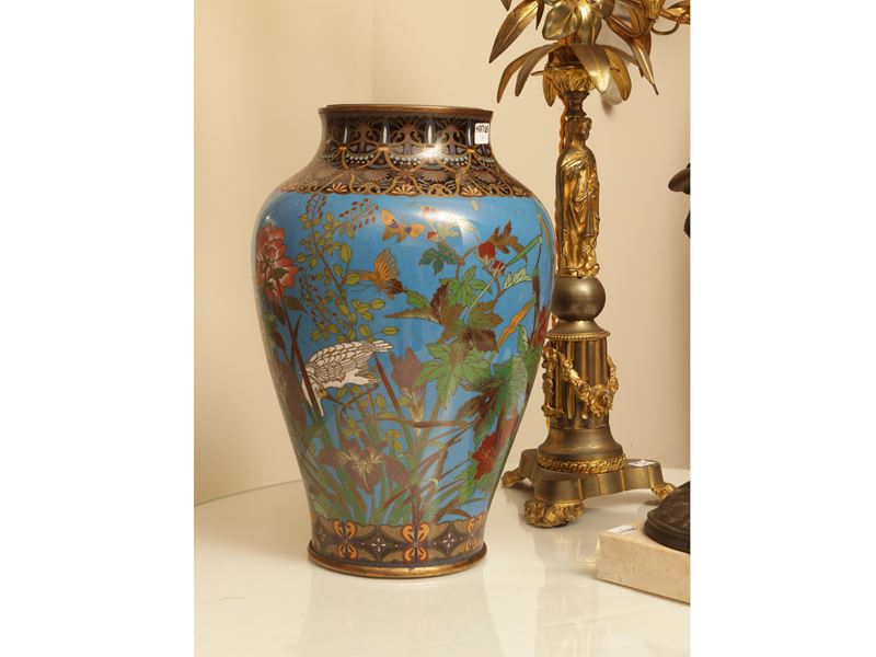 Grande vaso in smalto cloisonné